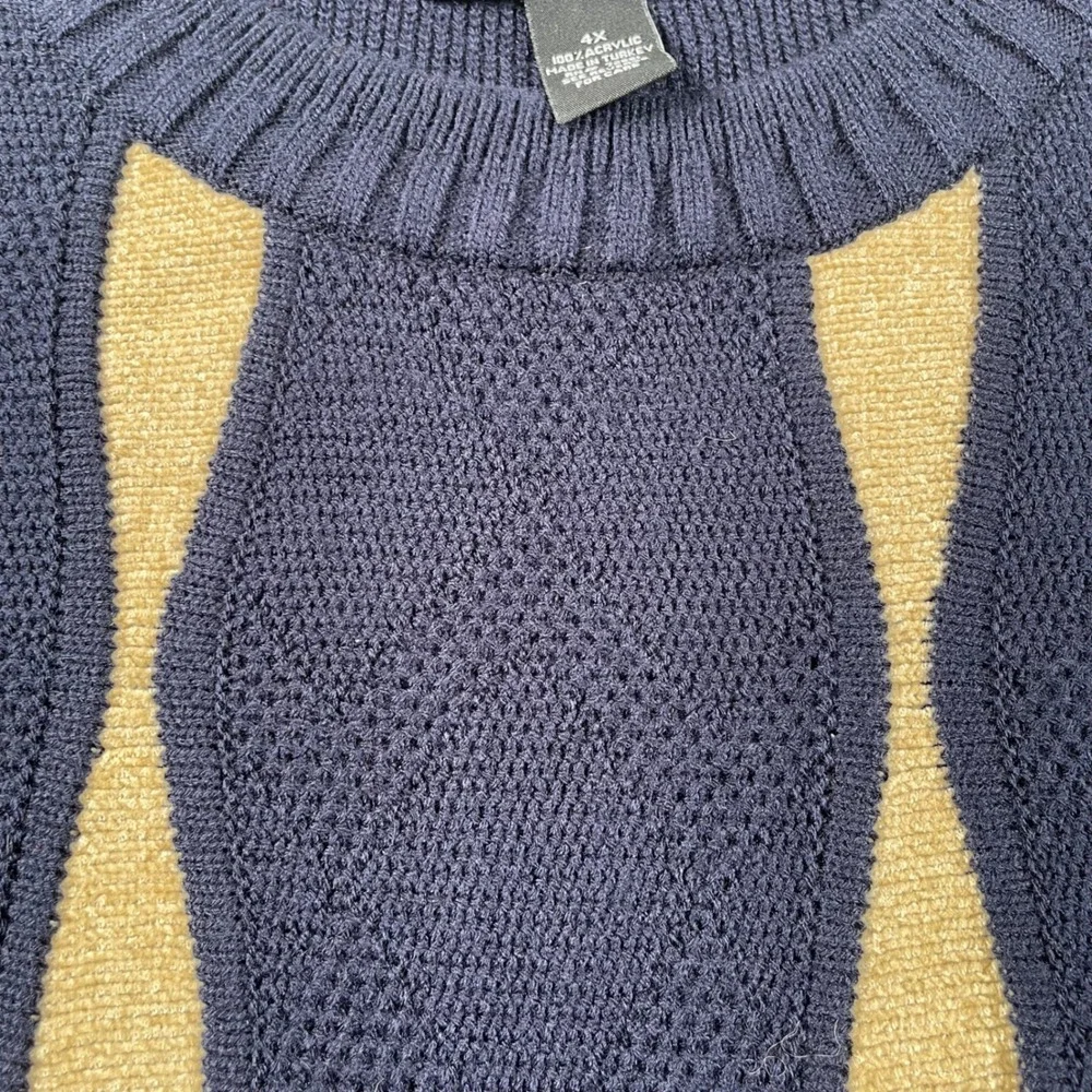Jason Evans Mens 4X Navy Blue Like Cooji Textured Knit Crewneck Sweater